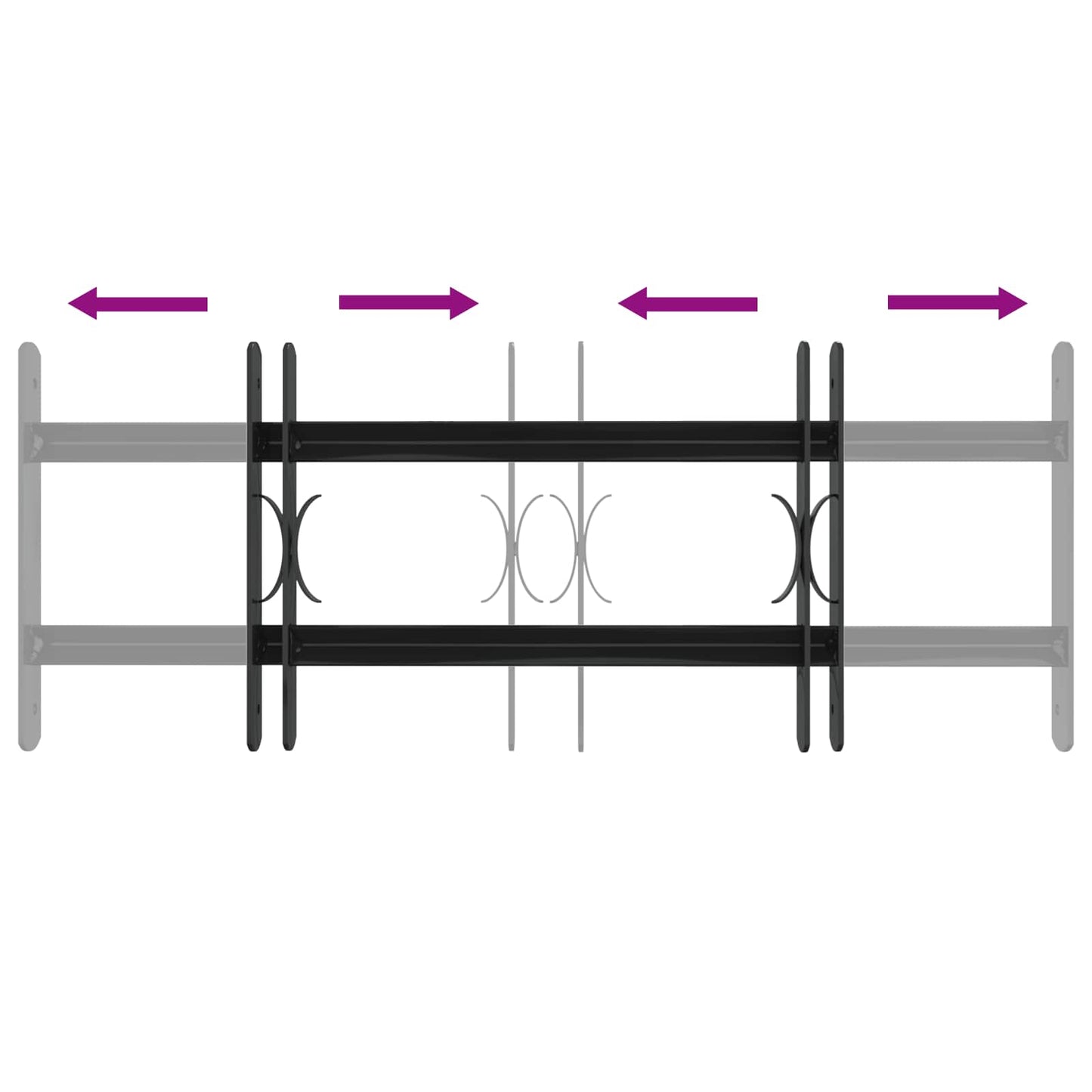 vidaXL Window Grille 76 x 30 cm Powder-Coated Steel Black