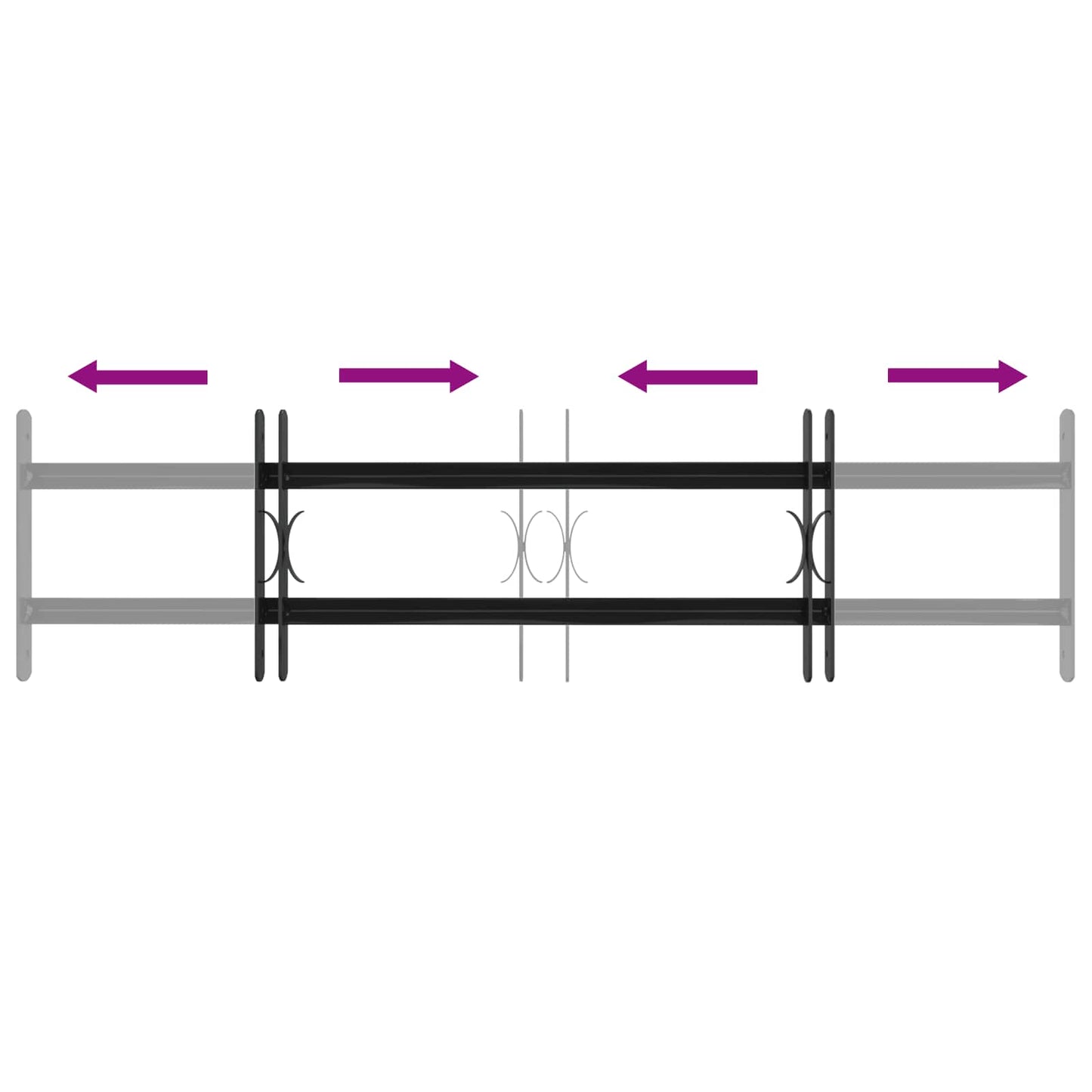 vidaXL Window Grille 115 x 30 cm Powder-Coated Steel Black
