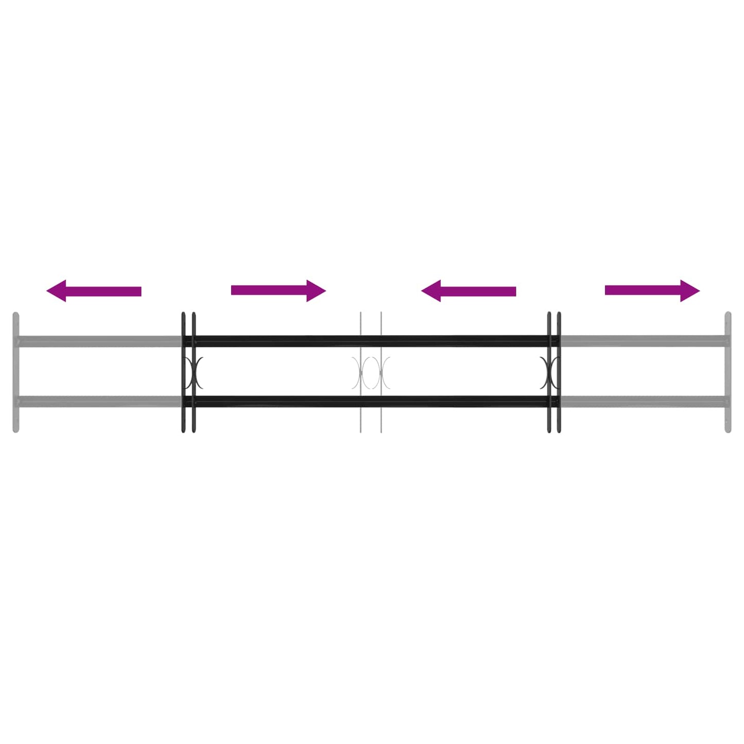 vidaXL Window Grille 176 x 30 cm Powder-Coated Steel Black