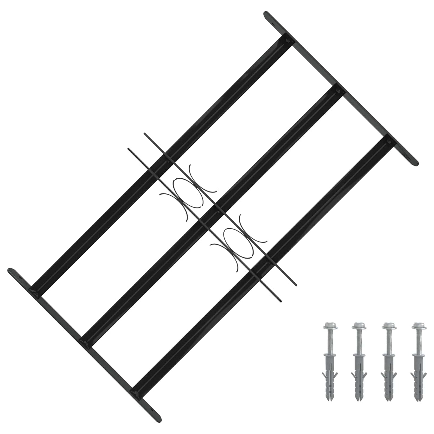 vidaXL Window Grille 75.5 x 45 cm Powder-Coated Steel Black