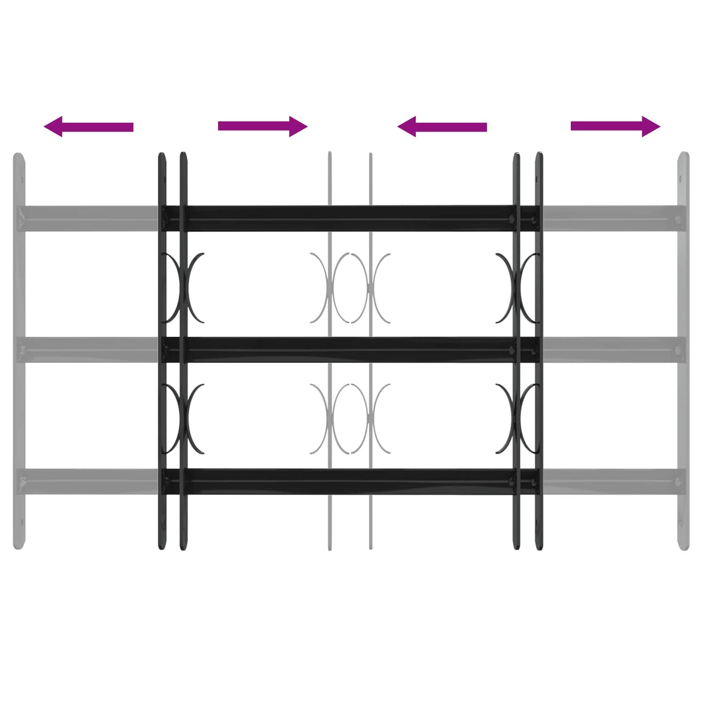 vidaXL Window Grille 75.5 x 45 cm Powder-Coated Steel Black