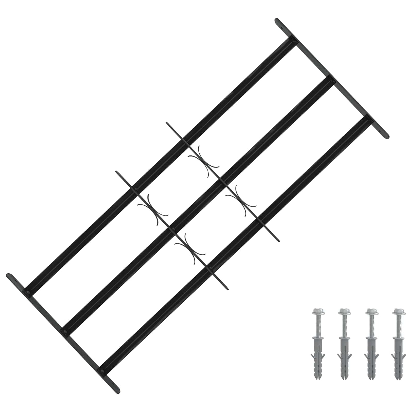 vidaXL Window Grille 116 x 45 cm Powder-Coated Steel Black