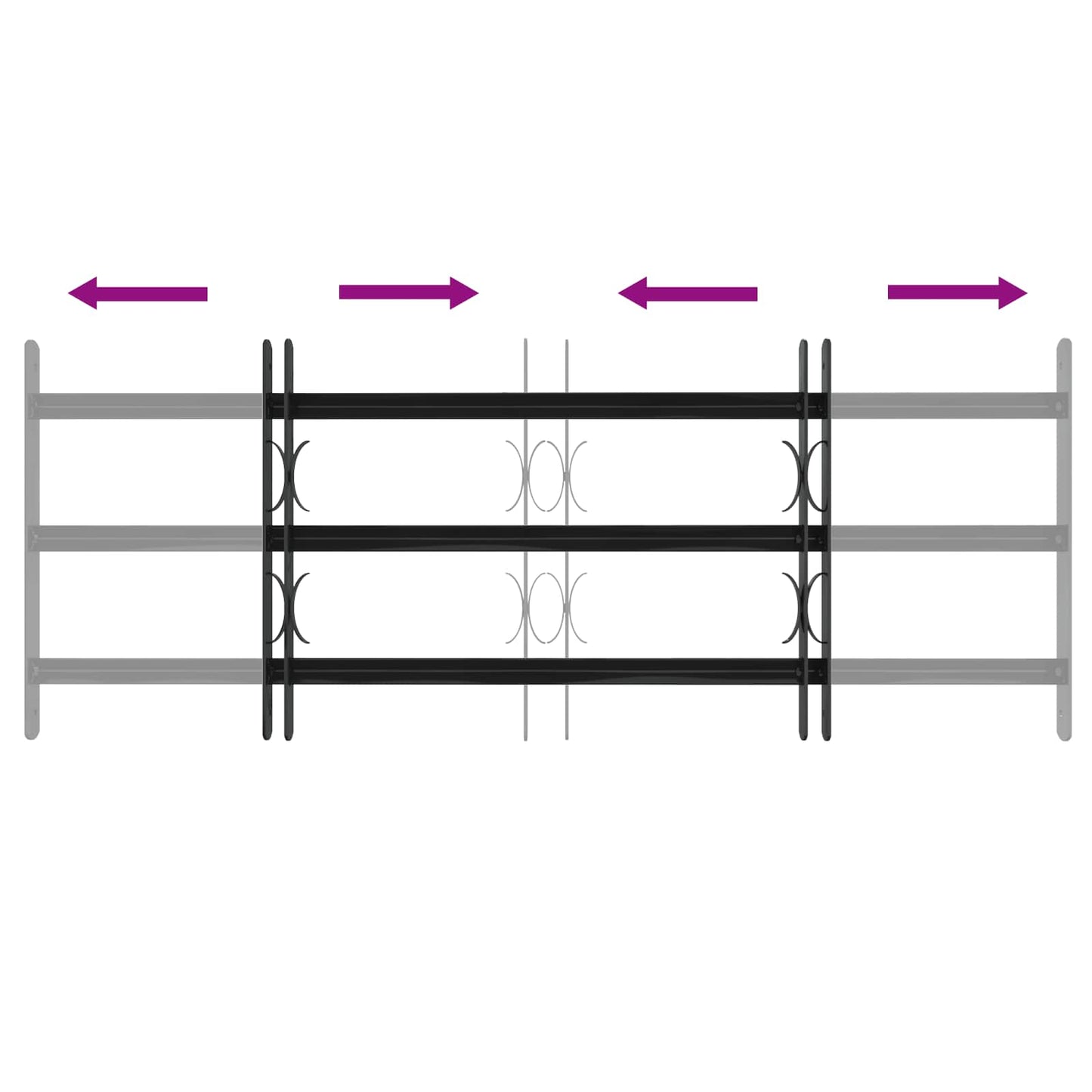 vidaXL Window Grille 116 x 45 cm Powder-Coated Steel Black
