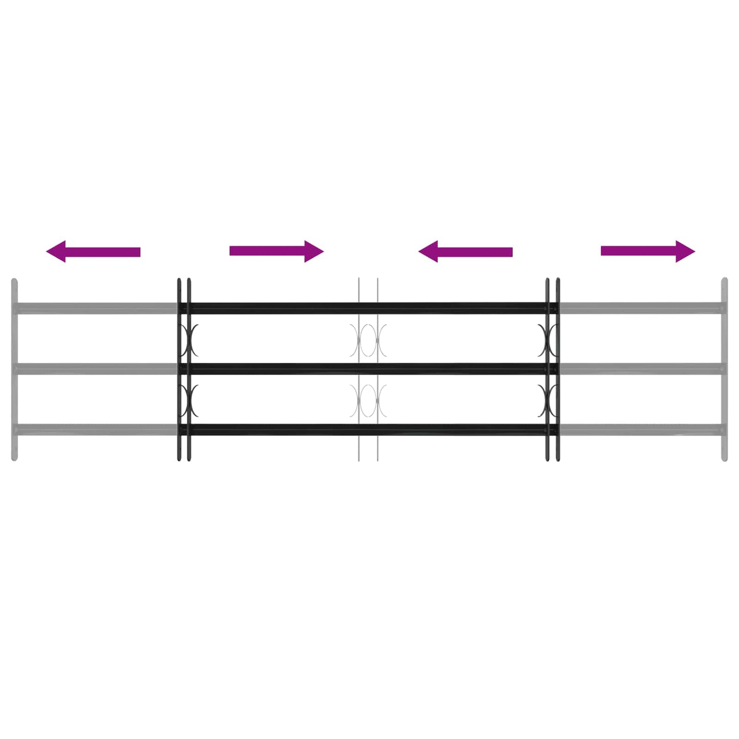 vidaXL Window Grille 174 x 45 cm Powder-Coated Steel Black
