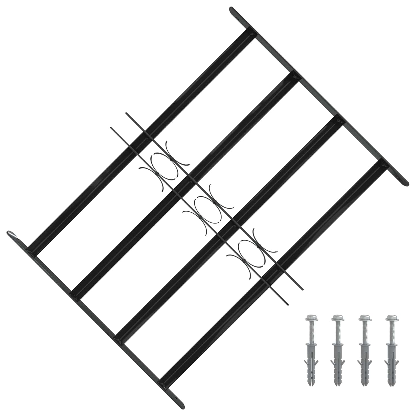 vidaXL Window Grille 75.5 x 60 cm Powder-Coated Steel Black