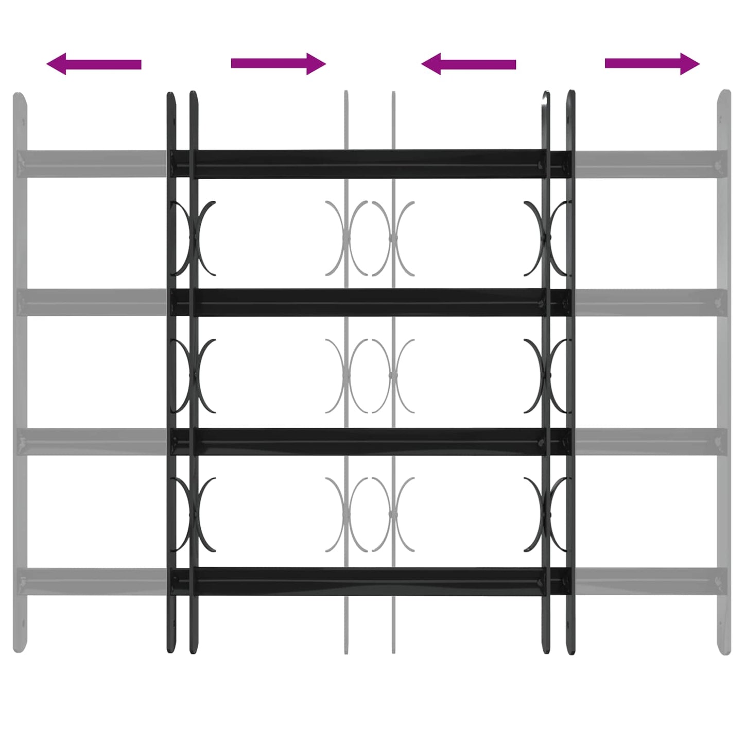 vidaXL Window Grille 75.5 x 60 cm Powder-Coated Steel Black