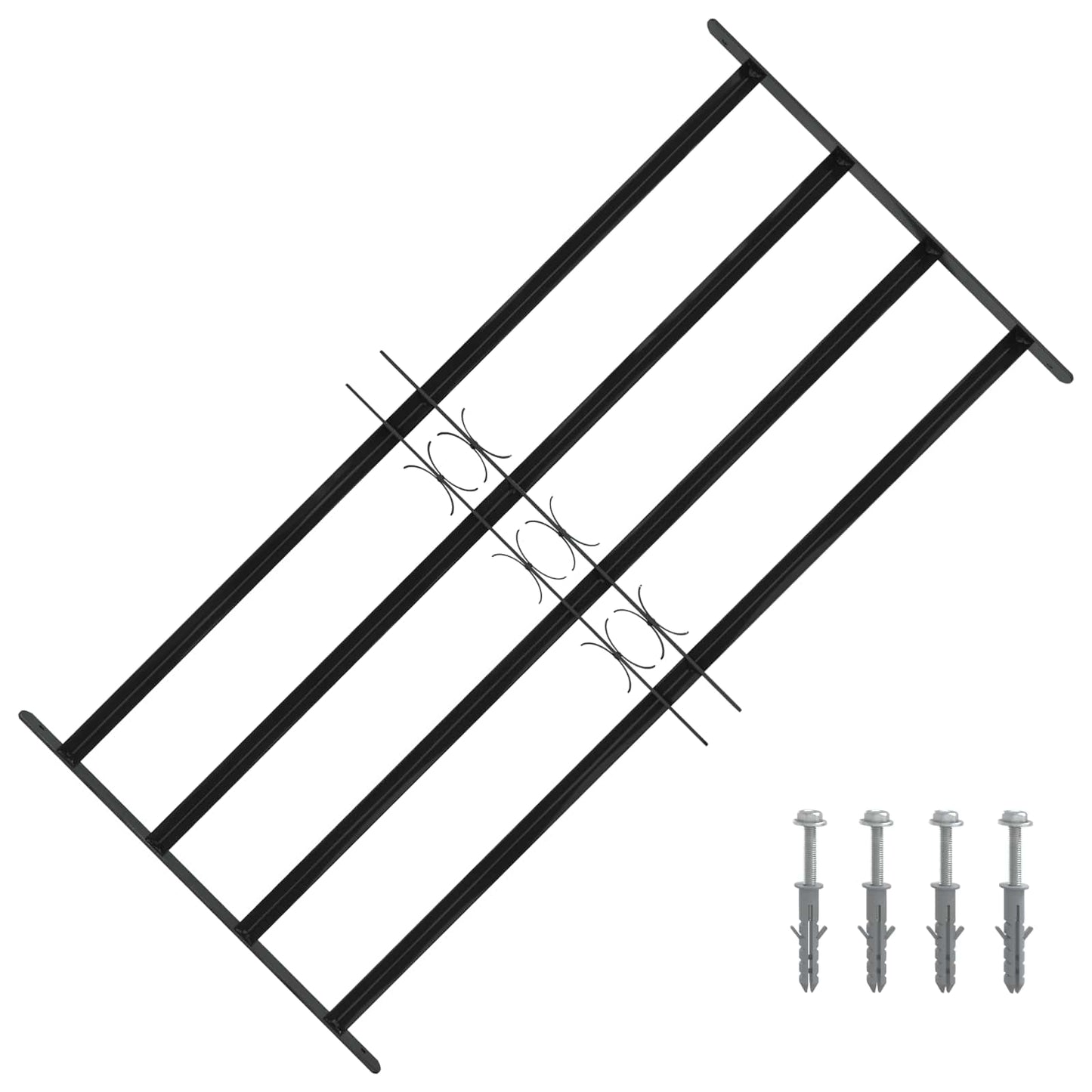 vidaXL Window Grille 115 x 60 cm Powder-Coated Steel Black