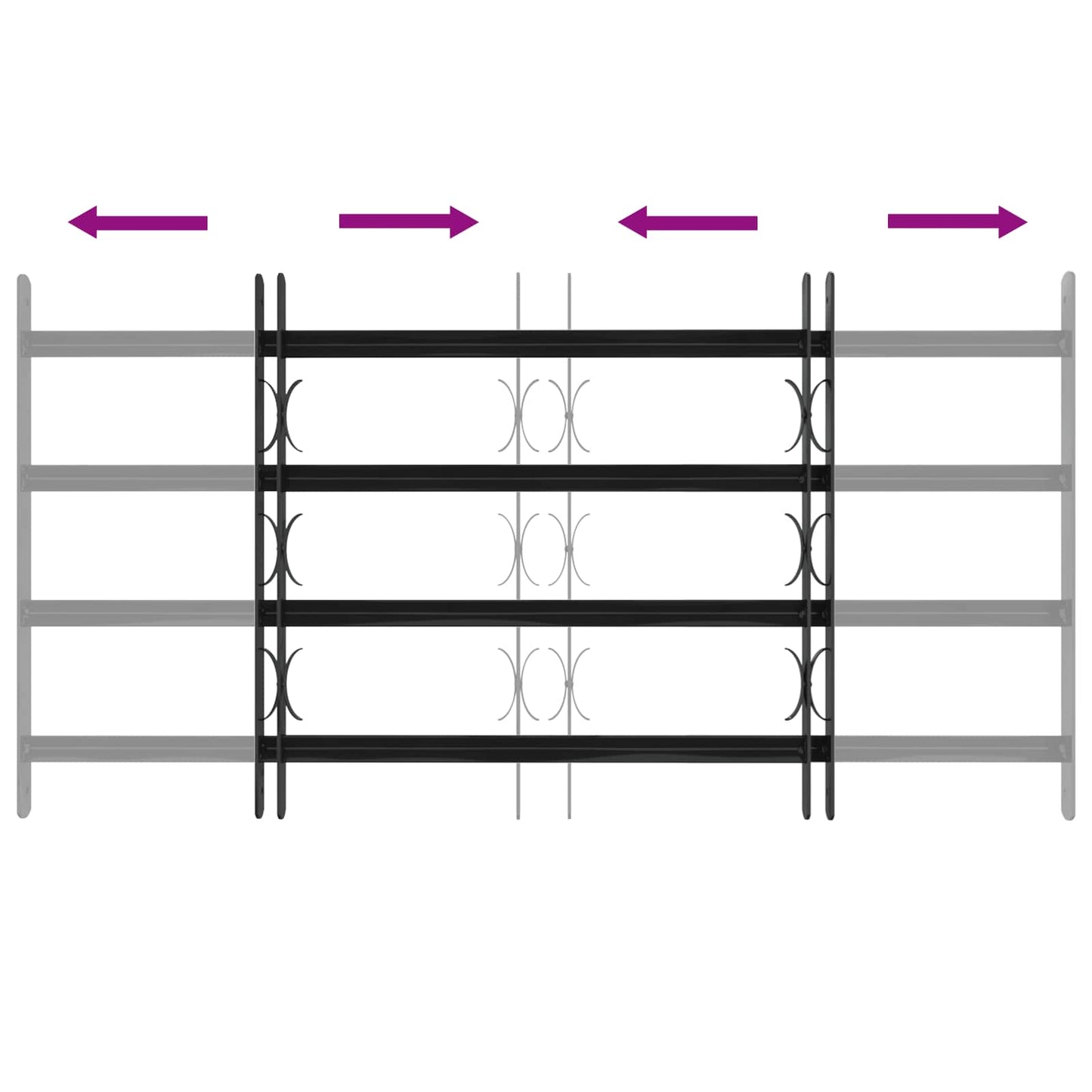 vidaXL Window Grille 115 x 60 cm Powder-Coated Steel Black