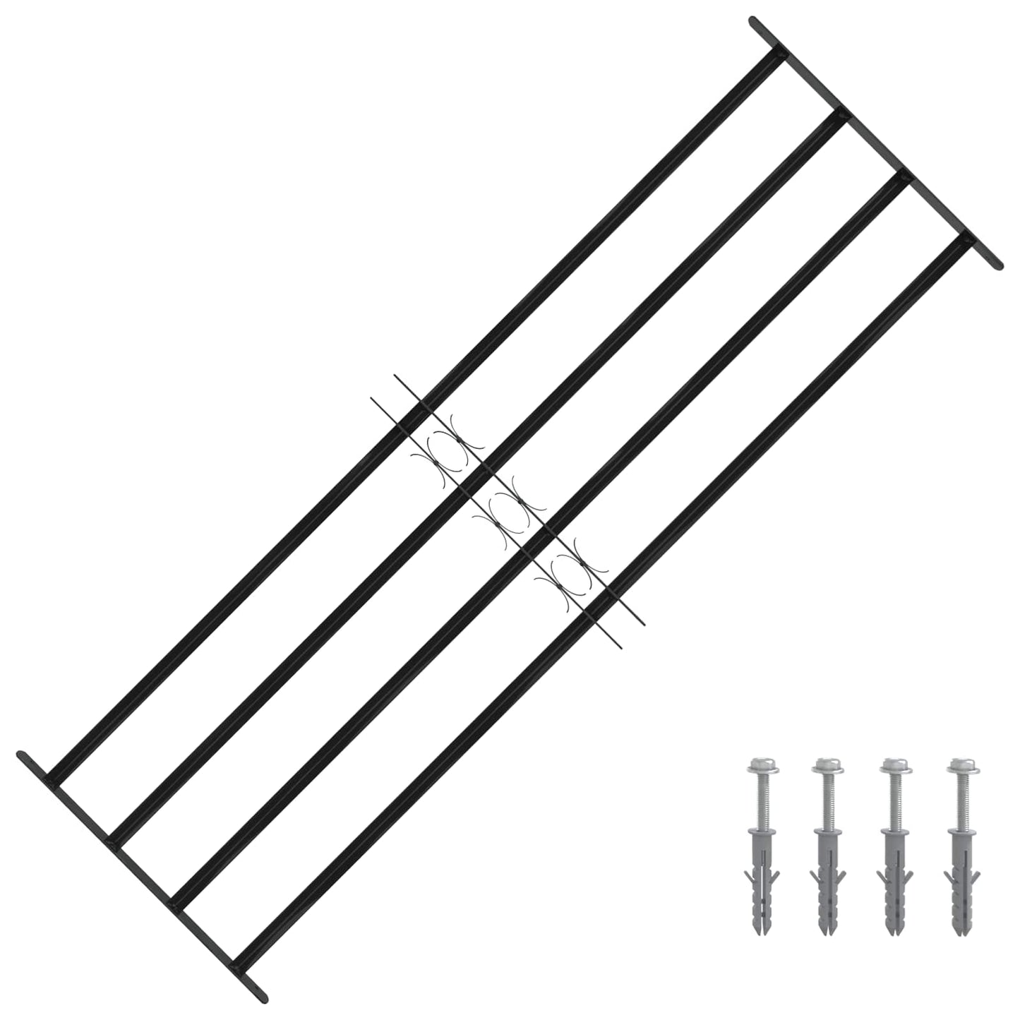 vidaXL Window Grille 175 x 60 cm Powder-Coated Steel Black