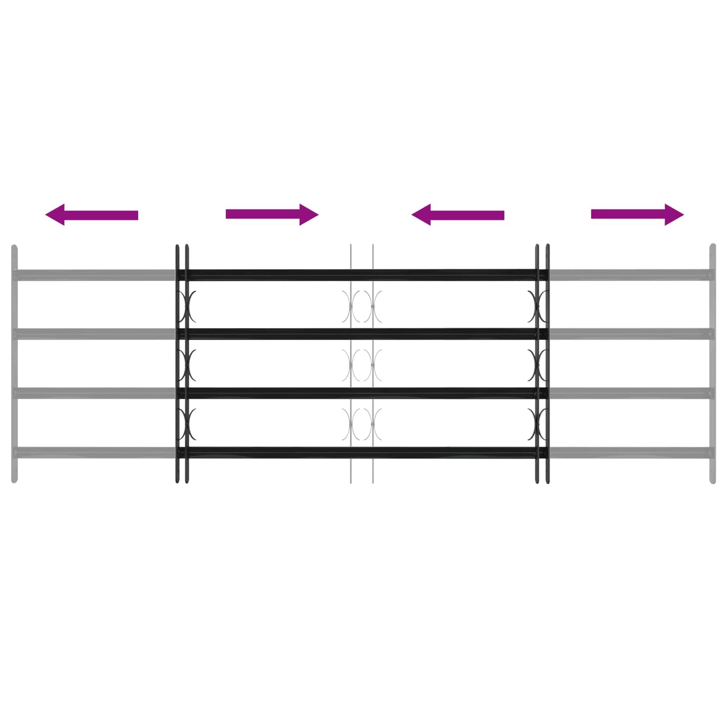 vidaXL Window Grille 175 x 60 cm Powder-Coated Steel Black