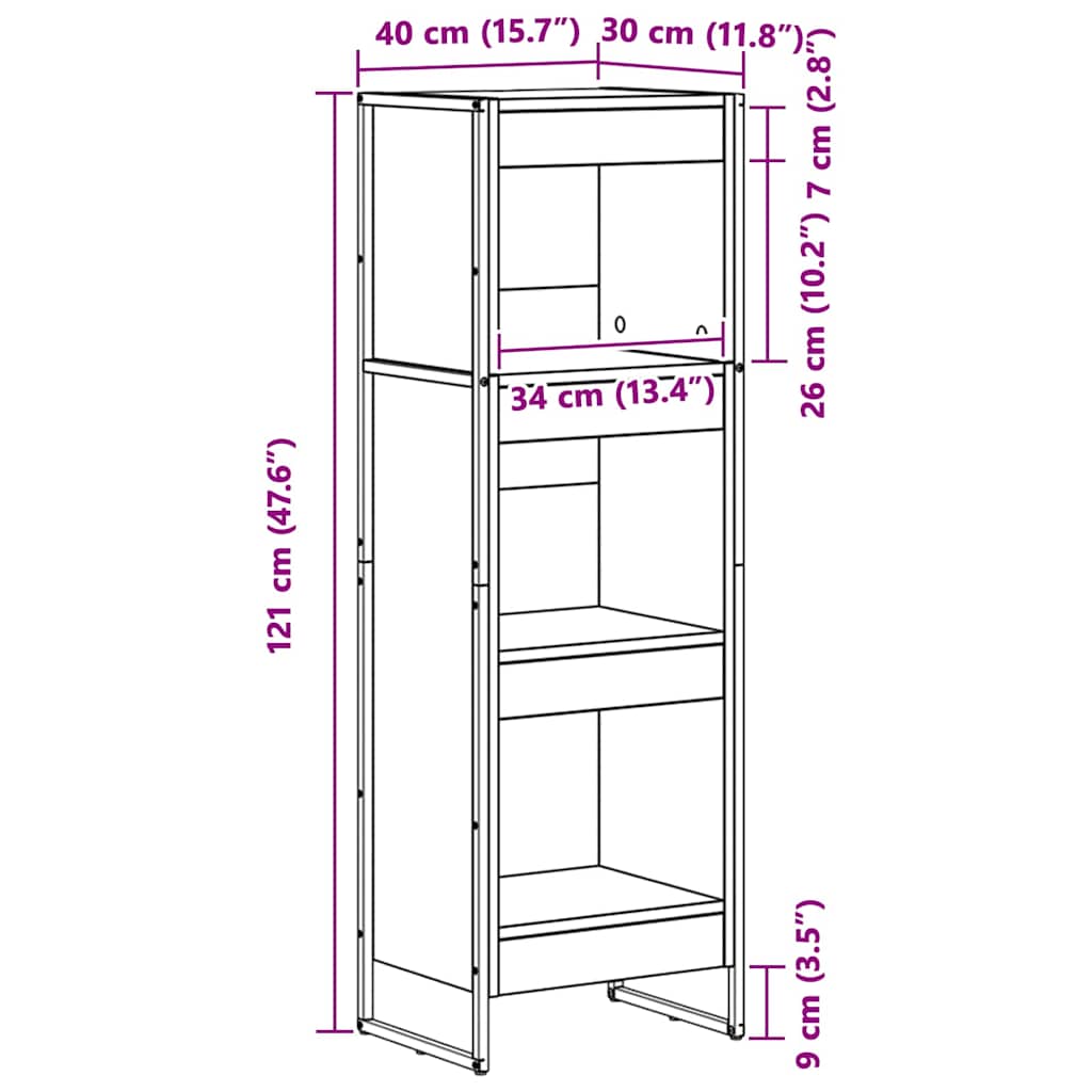 vidaXL Book Cabinet Old Wood 40 x 30 x 121 cm Engineered Wood