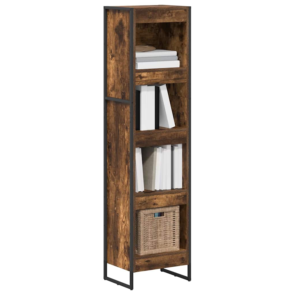 vidaXL Book Cabinet Smoke Oak 40 x 30 x 155 cm Engineered Wood