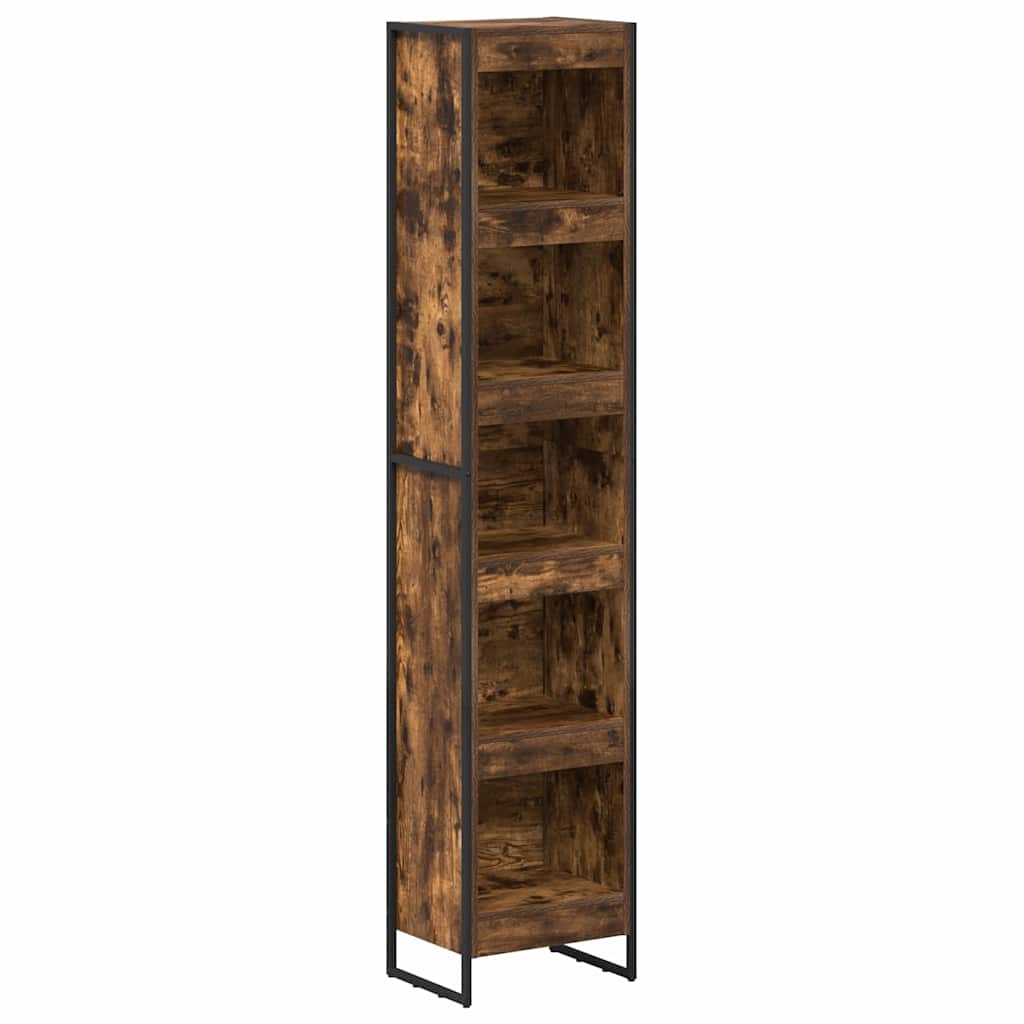 vidaXL Book Cabinet Smoke Oak 40 x 30 x 189.5 cm Engineered Wood