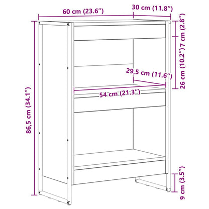 vidaXL Book Cabinet Black Oak 60 x 30 x 86.5 cm Engineered Wood