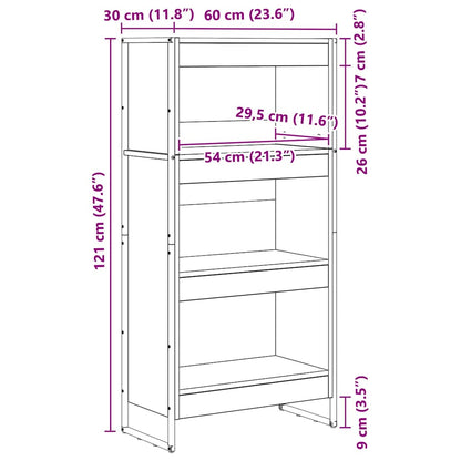 vidaXL Book Cabinet Black Oak 60 x 30 x 121 cm Engineered Wood