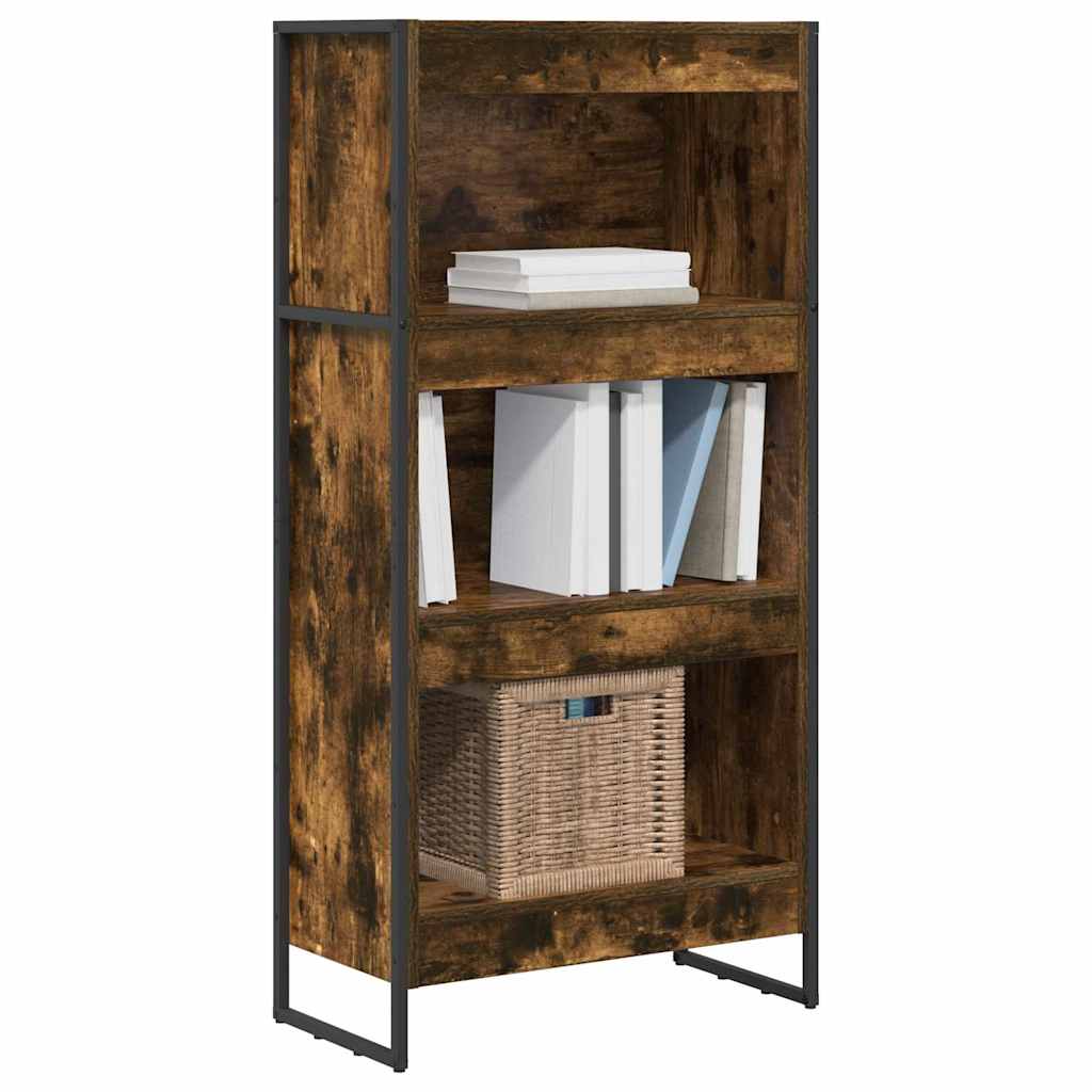 vidaXL Book Cabinet Smoke Oak 60 x 30 x 121 cm Engineered Wood