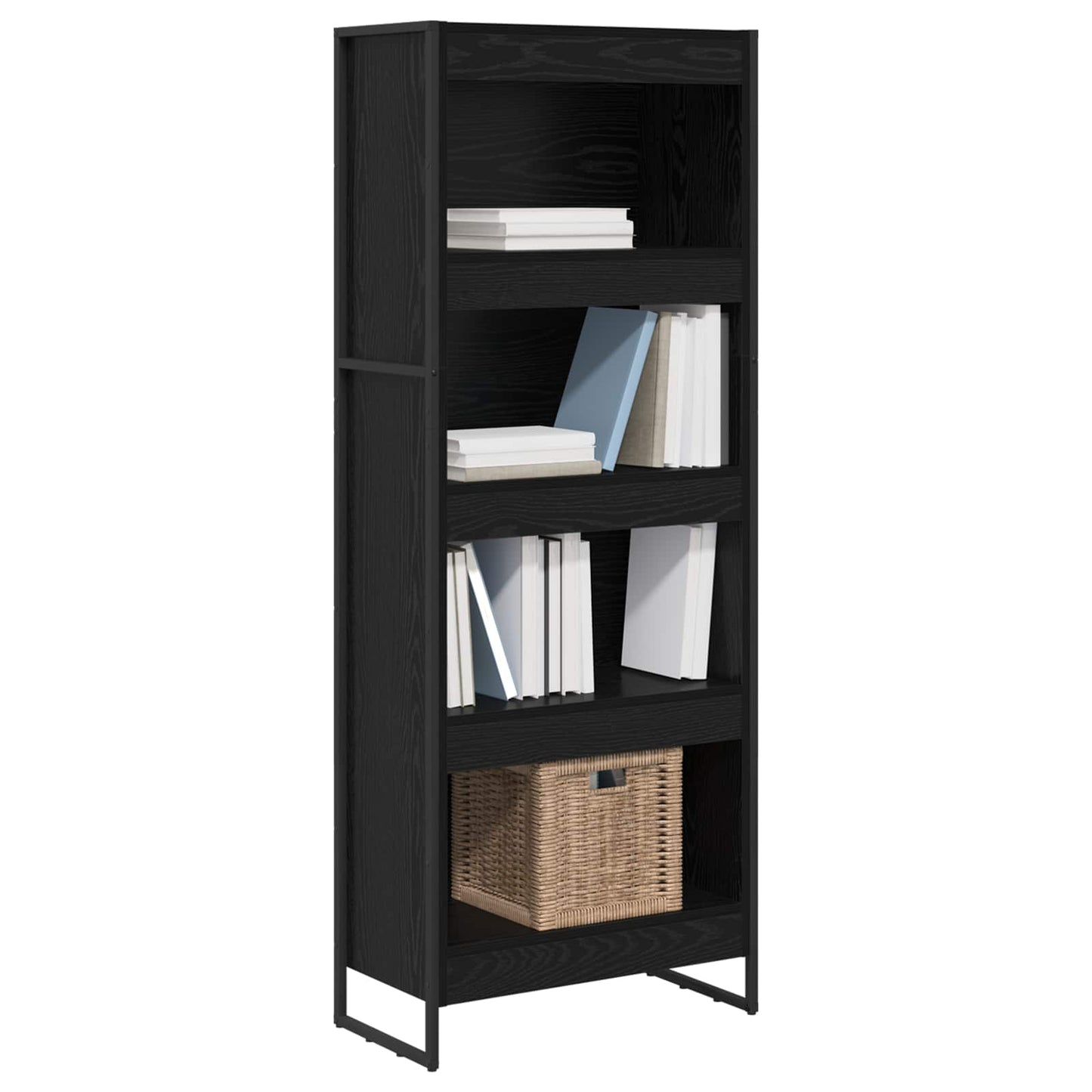 vidaXL Book Cabinet 60 x 30 x 155 cm Engineered Wood Black Oak