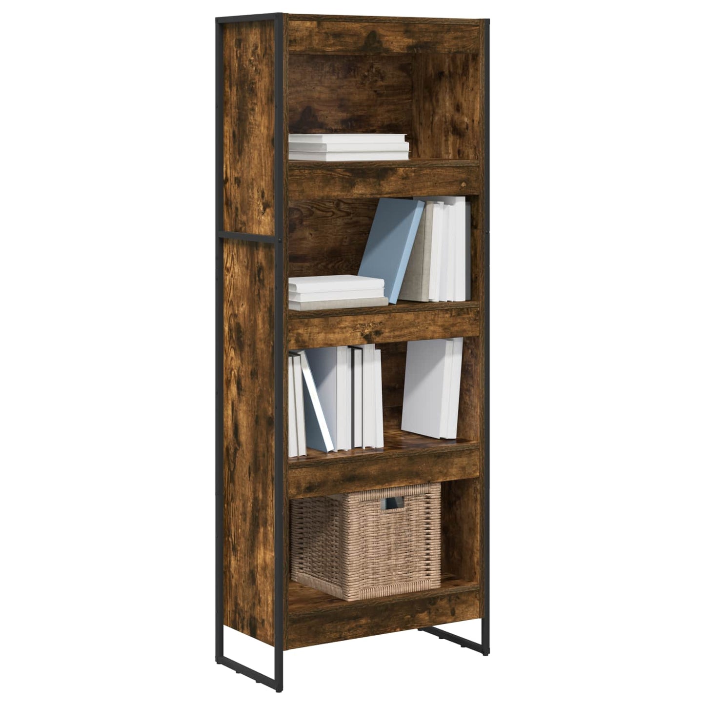 vidaXL Book Cabinet Smoke Oak 60 x 30 x 155 cm Engineered Wood