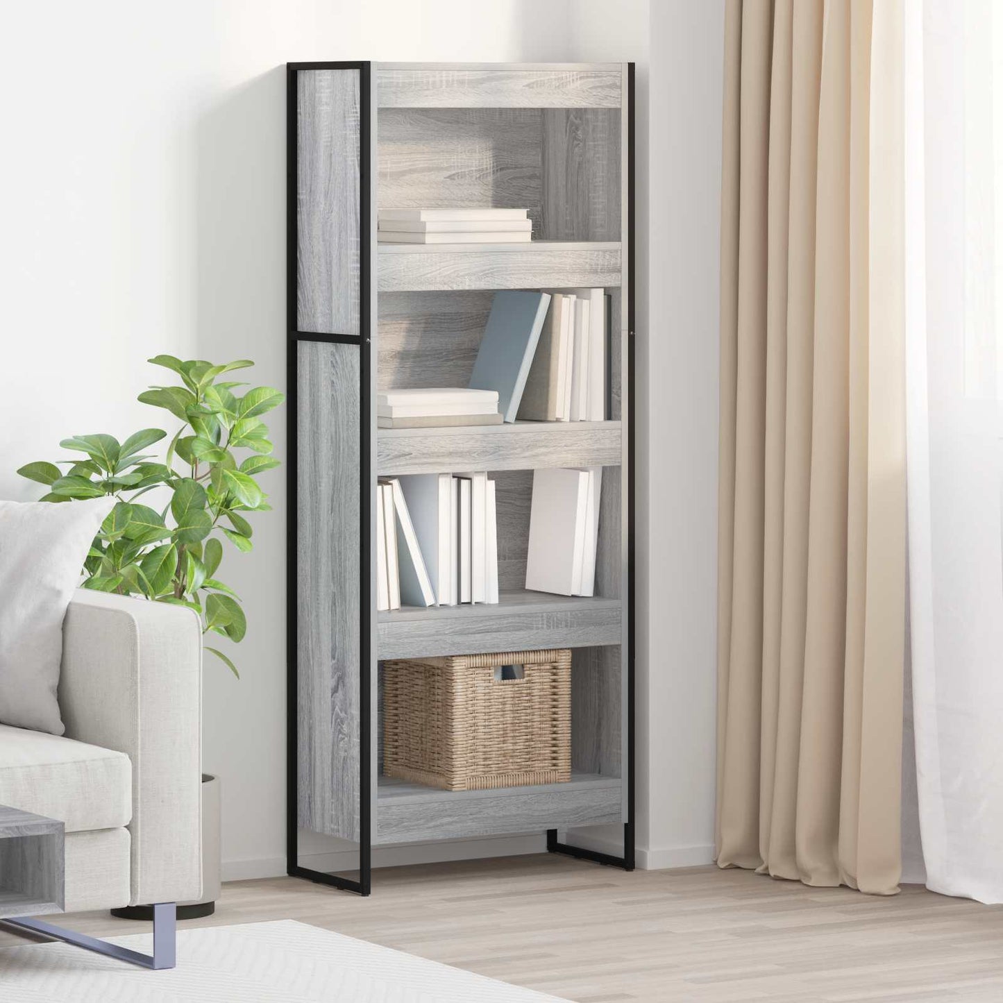 vidaXL Book Cabinet 60 x 30 x 155 cm Engineered Wood Grey Sonoma