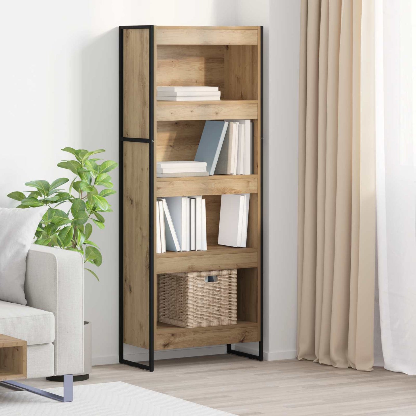 vidaXL Book Cabinet 60 x 30 x 155 cm Engineered Wood Artisian Oak