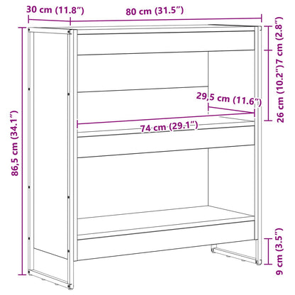 vidaXL Book Cabinet Smoke Oak 80 x 30 x 86.5 cm Engineered Wood