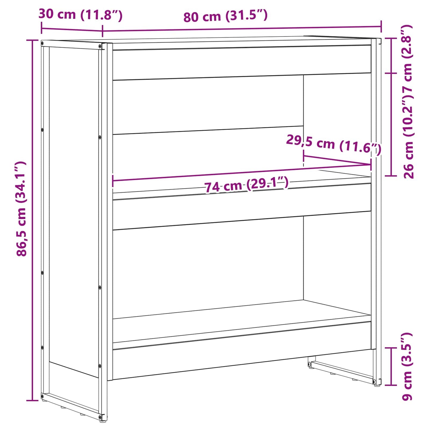 vidaXL Book Cabinet Old Wood 80 x 30 x 86.5 cm Engineered Wood