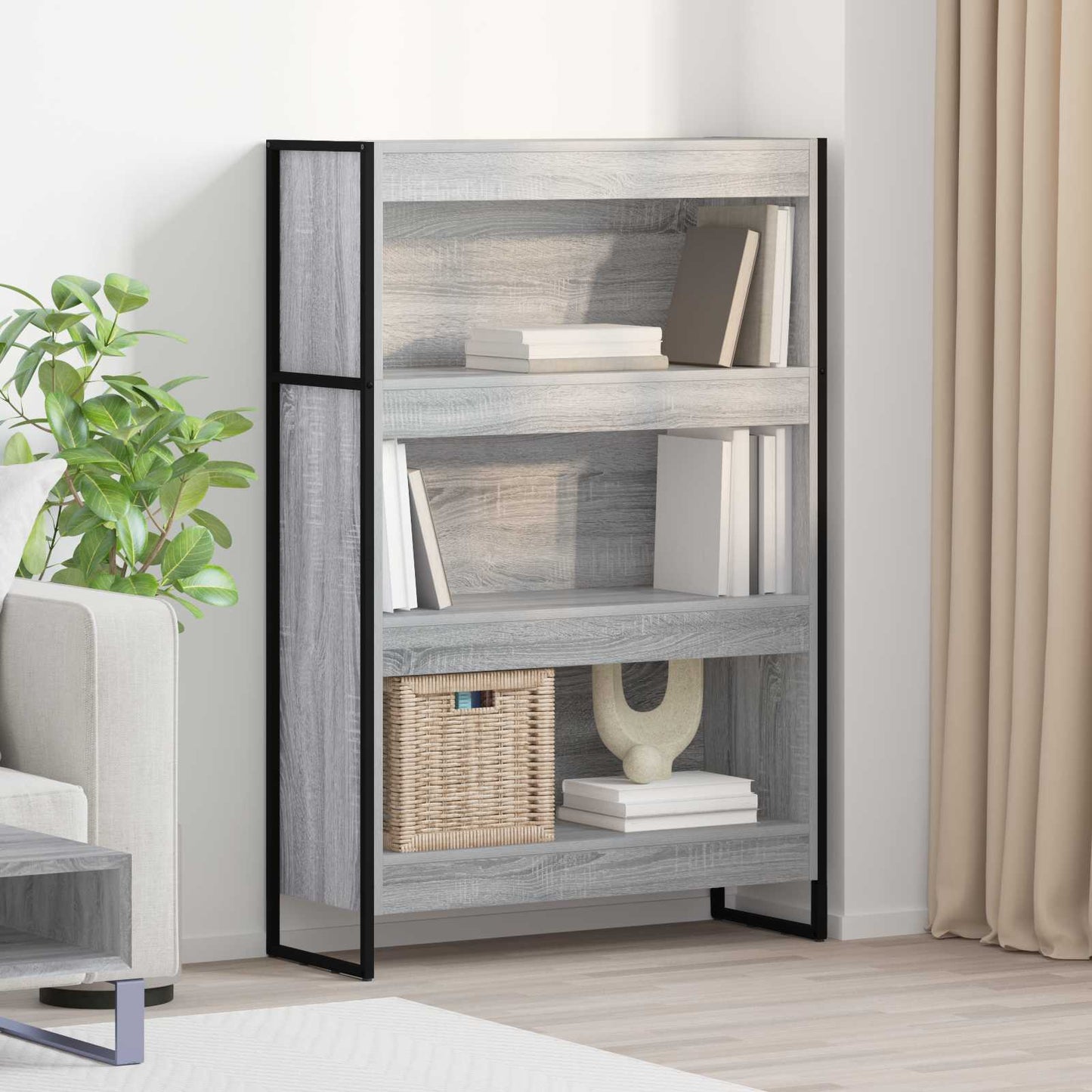 vidaXL Book Cabinet 80 x 30 x 121 cm Engineered Wood Grey Sonoma