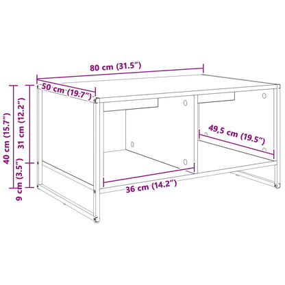 vidaXL Coffee Table Smoke Oak 80 x 50 x 40 cm Engineered Wood