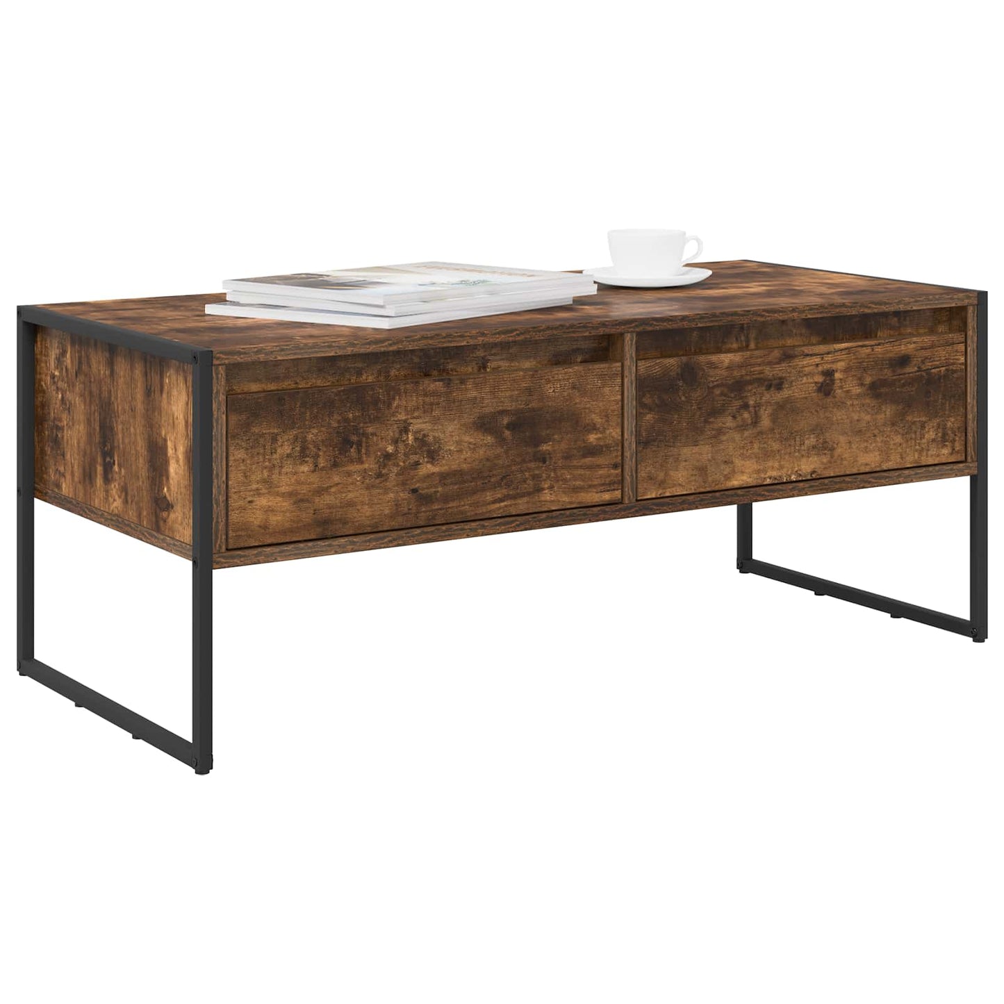 vidaXL Coffee Table Smoke Oak 100 x 46 x 40 cm Engineered Wood