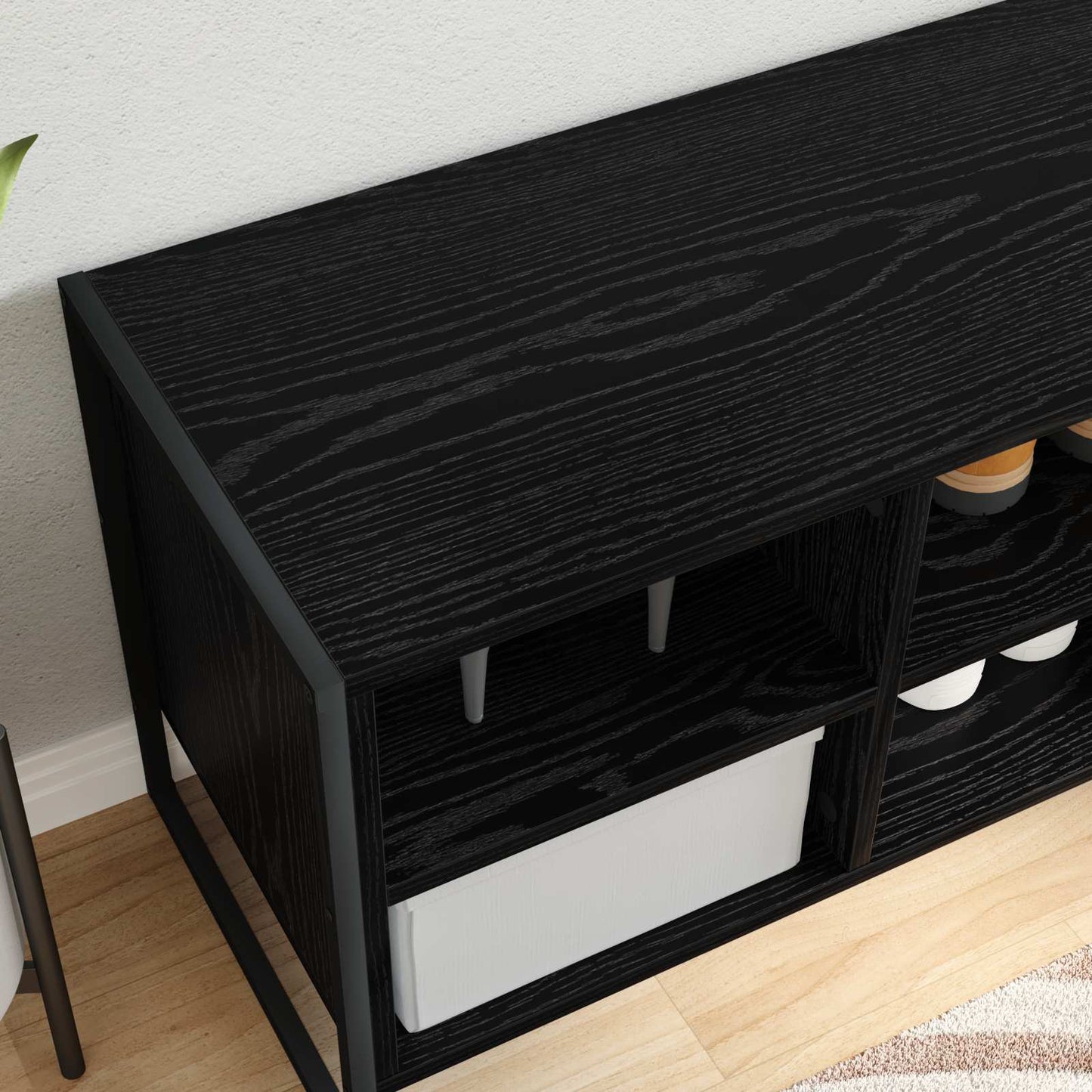 vidaXL Shoe Cabinet 60 x 35 x 44 cm Engineered Wood Black Oak