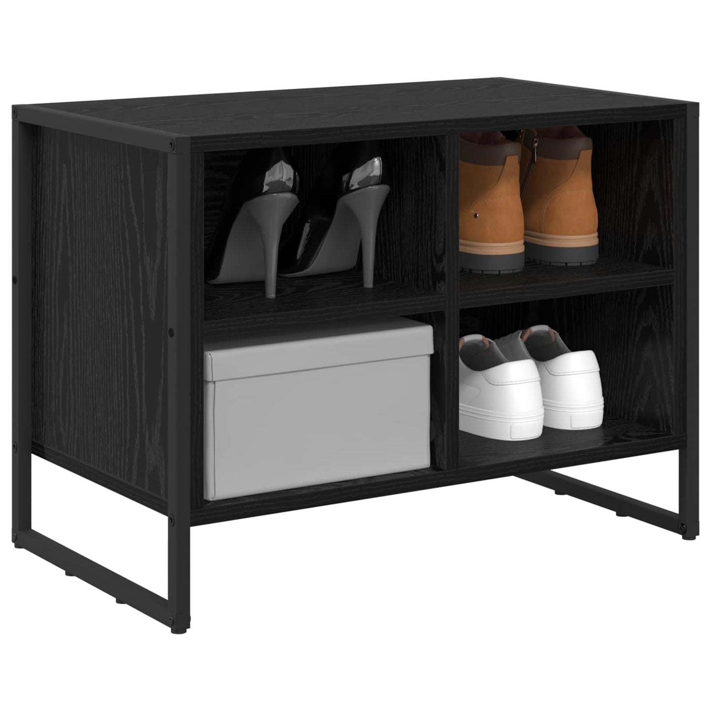 vidaXL Shoe Cabinet 60 x 35 x 44 cm Engineered Wood Black Oak