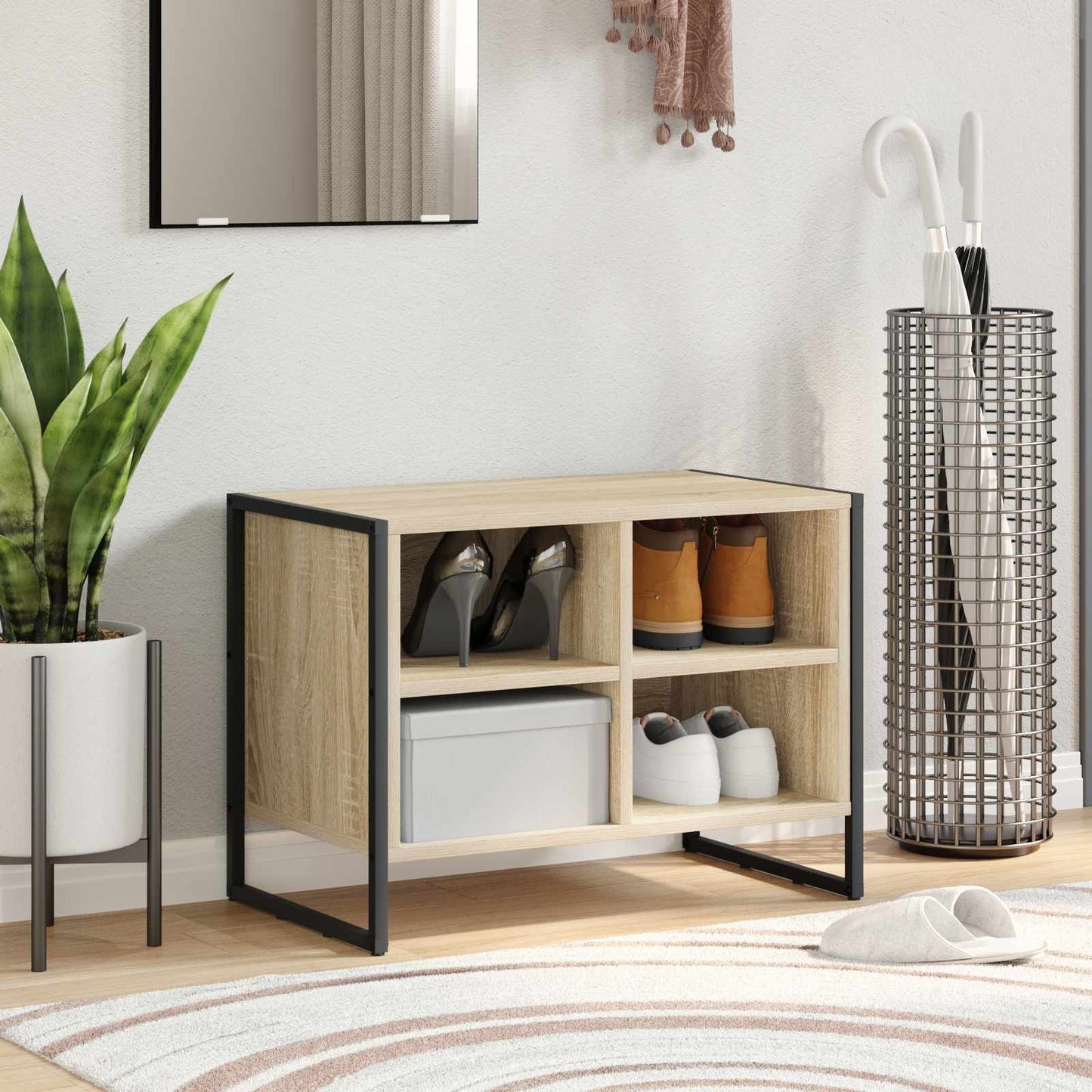 vidaXL Shoe Cabinet Sonoma 60 x 35 x 44 cm Engineered Wood