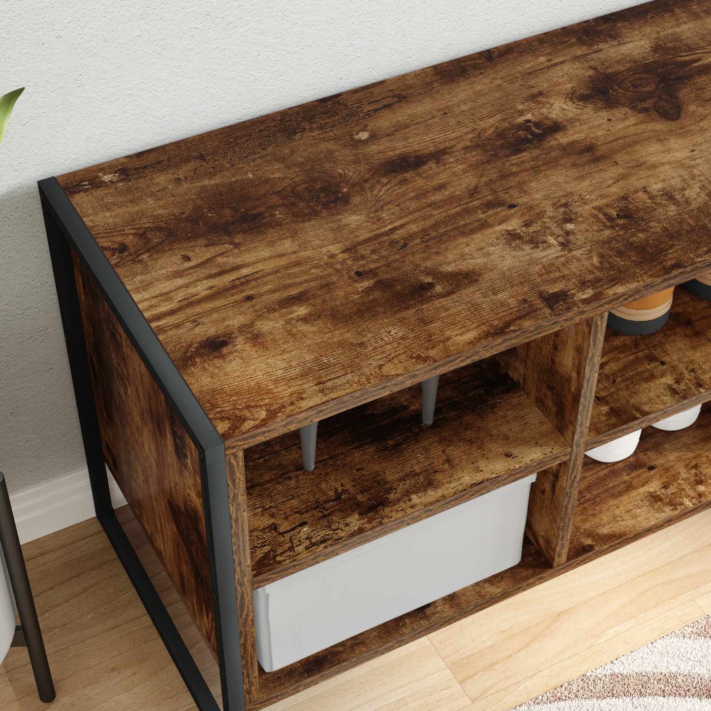 vidaXL Shoe Cabinet Smoke Oak 60 x 35 x 44 cm Engineered Wood