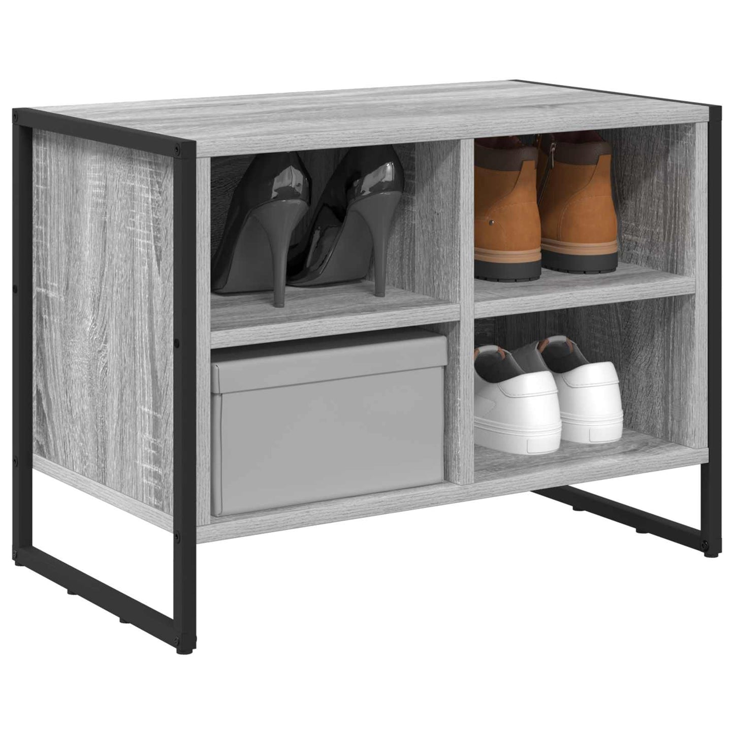 vidaXL Shoe Cabinet 60 x 35 x 44 cm Engineered Wood Grey Sonoma