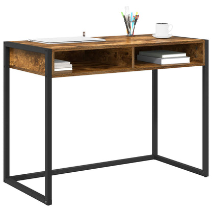vidaXL Desk Smoke Oak Engineered Wood 100 x 50 x 75 cm