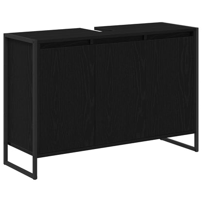 vidaXL Bathroom Cabinet Black Oak 90 x 30 x 60 cm Engineered Wood
