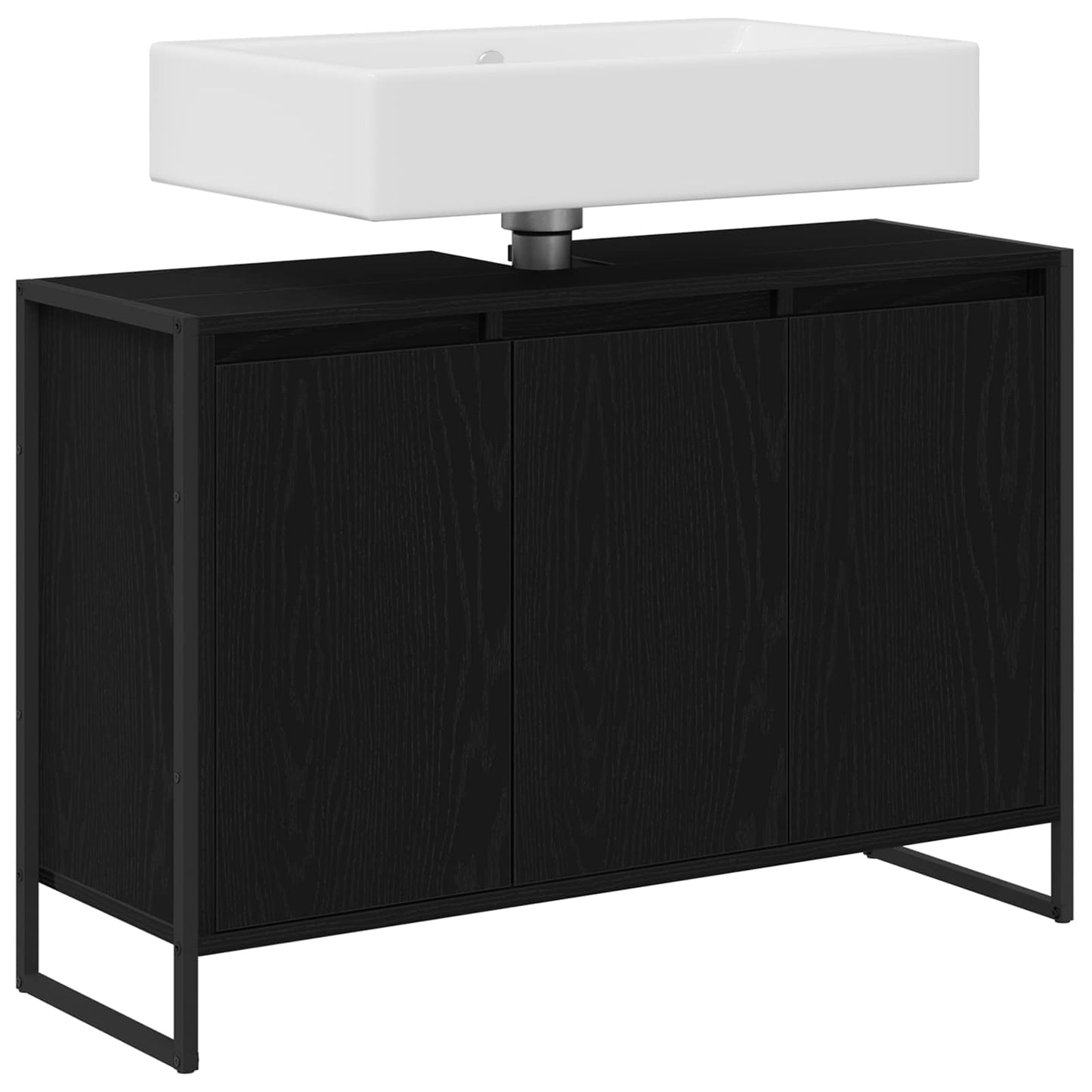 vidaXL Bathroom Cabinet Black Oak 90 x 30 x 60 cm Engineered Wood