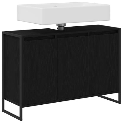 vidaXL Bathroom Cabinet Black Oak 90 x 30 x 60 cm Engineered Wood