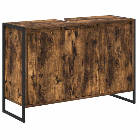 vidaXL Bathroom Cabinet Smoke Oak 90 x 30 x 60 cm Engineered Wood