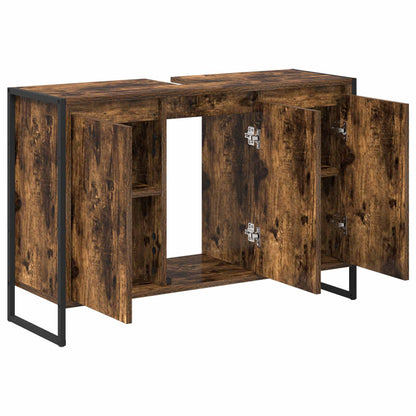 vidaXL Bathroom Cabinet Smoke Oak 90 x 30 x 60 cm Engineered Wood