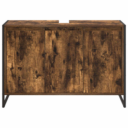 vidaXL Bathroom Cabinet Smoke Oak 90 x 30 x 60 cm Engineered Wood