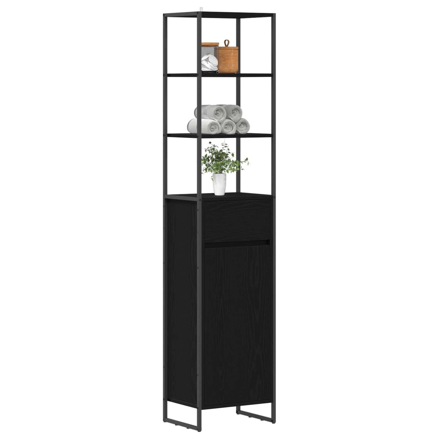 vidaXL Bathroom Cabinet Black Oak 40 x 30 x 180 cm Engineered Wood