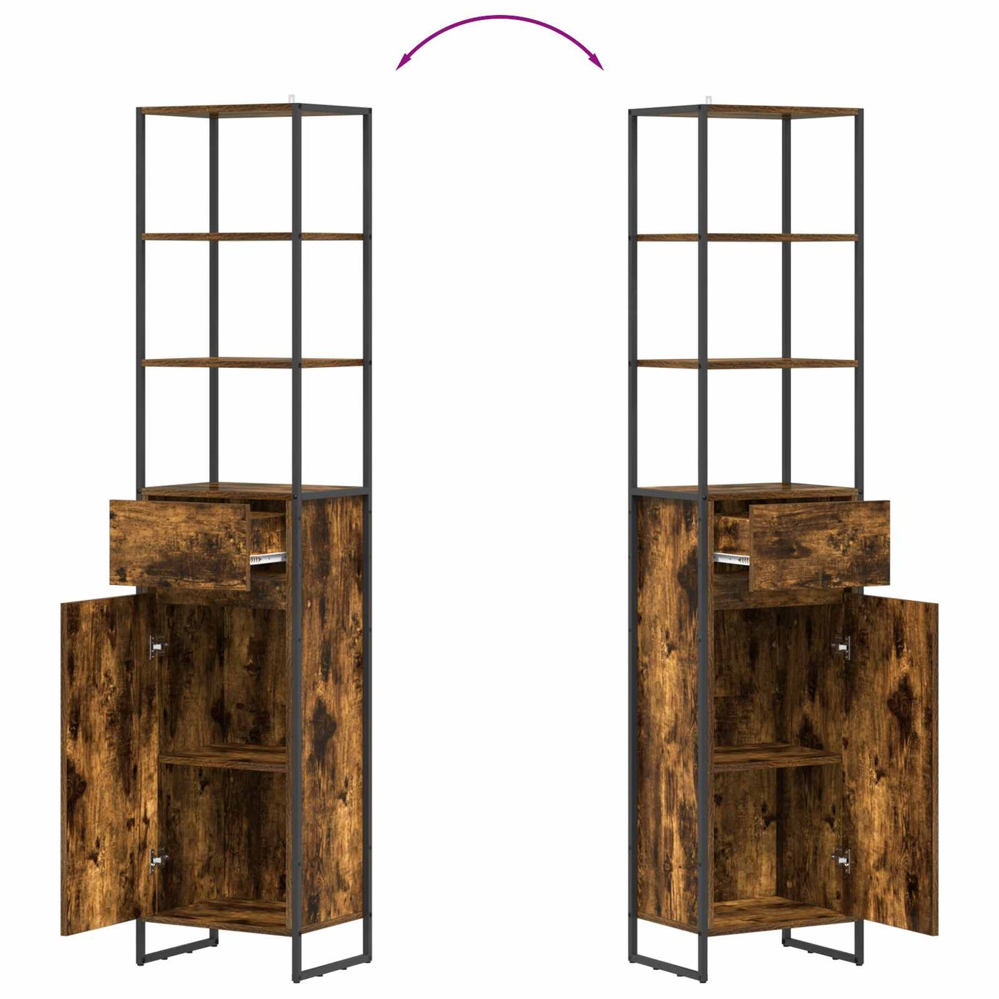 vidaXL Bathroom Cabinet Smoke Oak 40 x 30 x 180 cm Engineered Wood