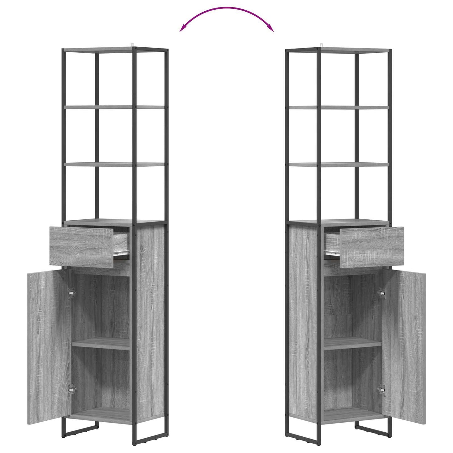 vidaXL Bathroom Cabinet Grey Sonoma 40 x 30 x 180 cm Engineered Wood