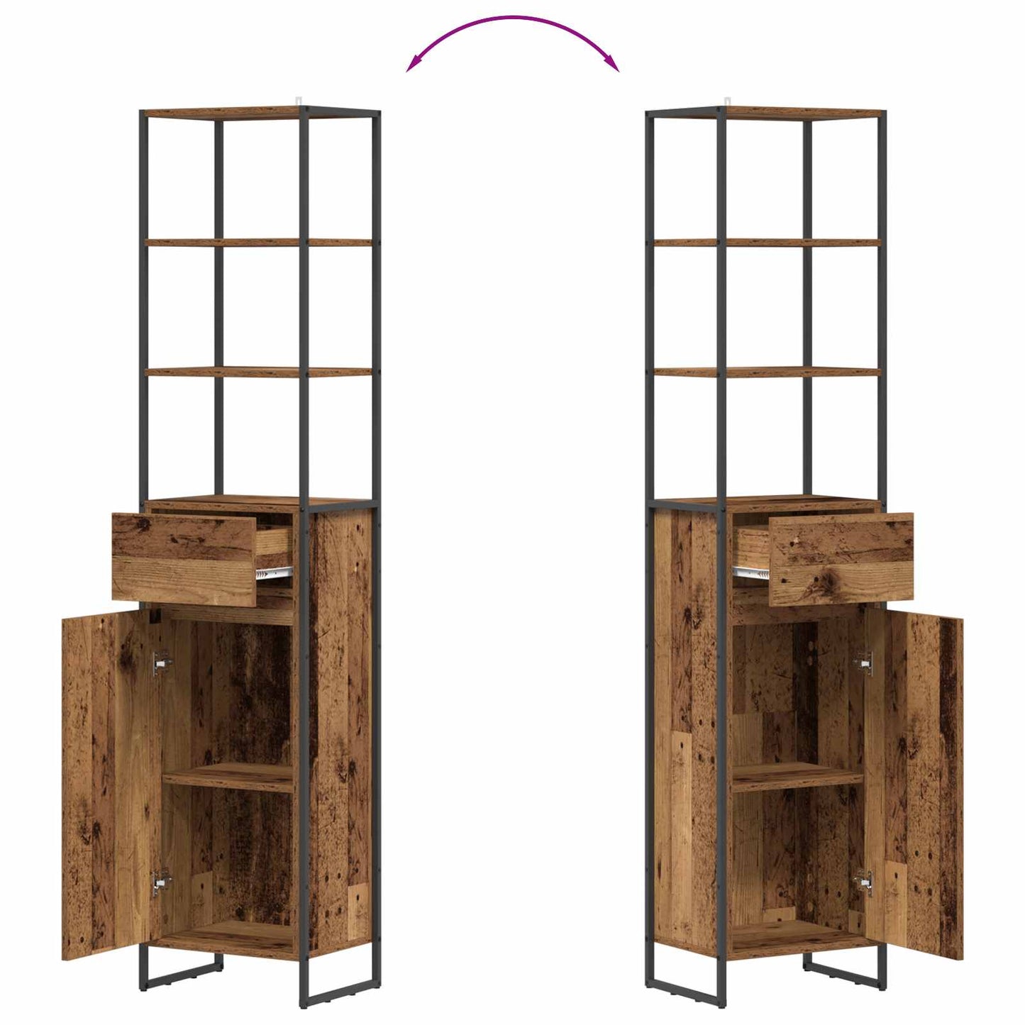 vidaXL Bathroom Cabinet Old Wood 40 x 30 x 180 cm Engineered Wood
