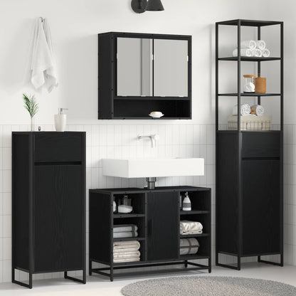 vidaXL Bathroom Cabinet Black Oak 40 x 30 x 100 cm Engineered Wood