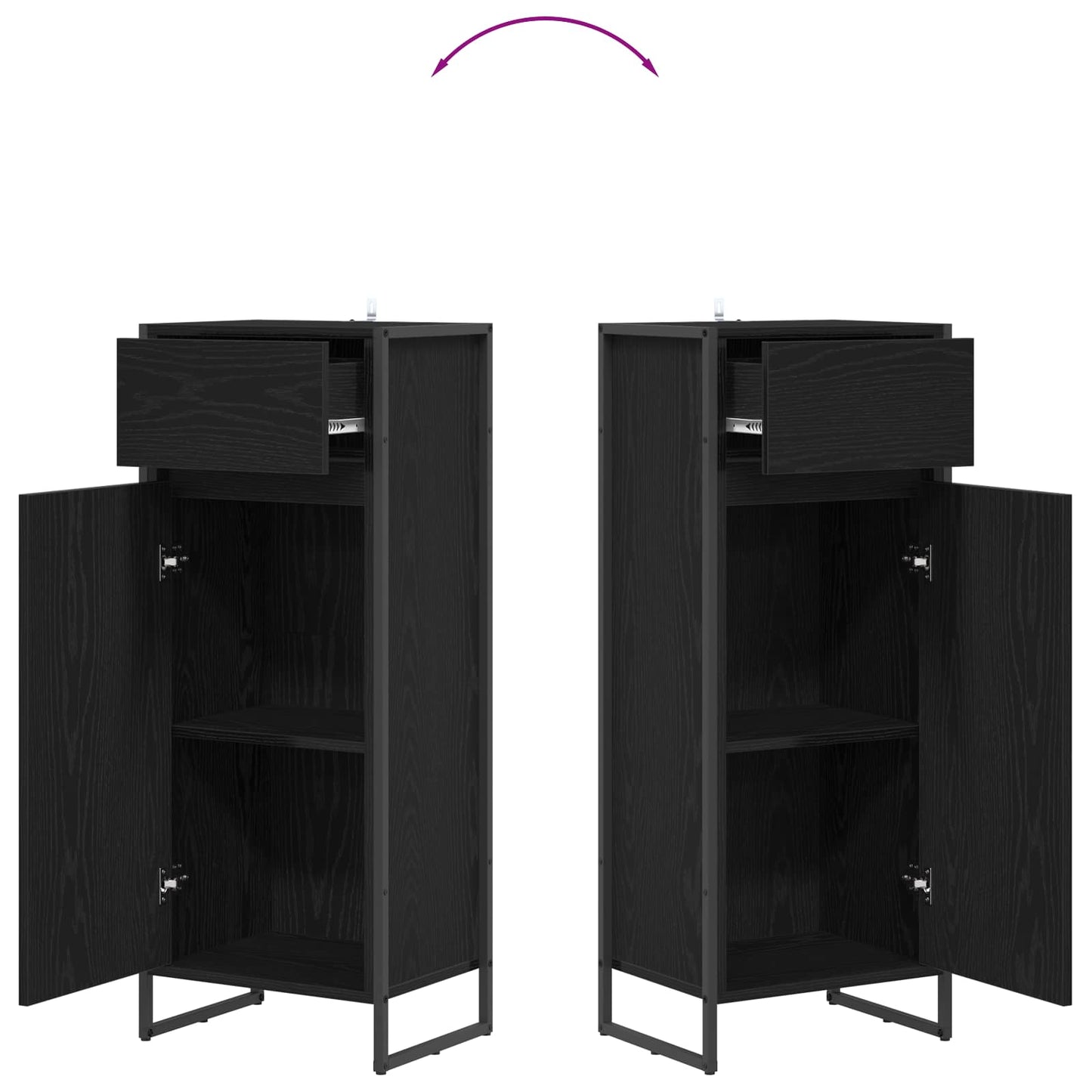 vidaXL Bathroom Cabinet Black Oak 40 x 30 x 100 cm Engineered Wood