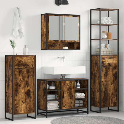 vidaXL Bathroom Cabinet Smoke Oak 40 x 30 x 100 cm Engineered Wood