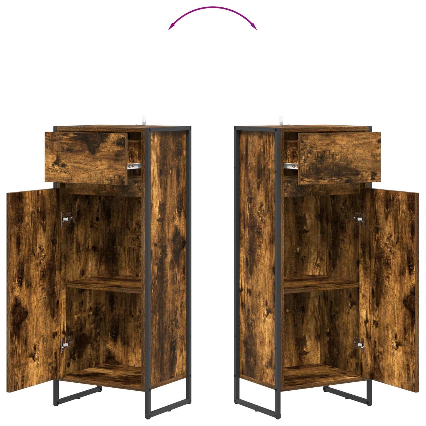vidaXL Bathroom Cabinet Smoke Oak 40 x 30 x 100 cm Engineered Wood
