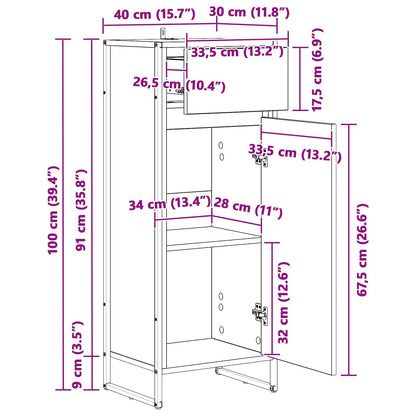 vidaXL Bathroom Cabinet Old Wood 40 x 30 x 100 cm Engineered Wood